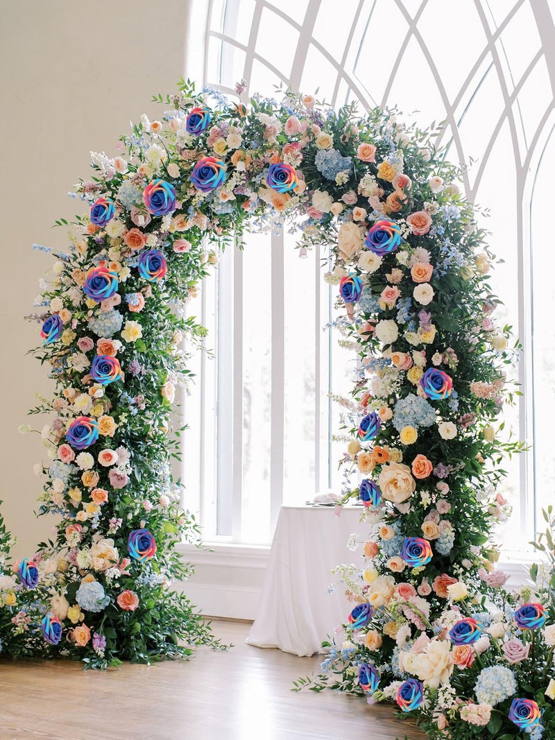 MACTING Artificial Flower Roses 30PCS Real Touch Fake Flowers with Stem Rainbow Foam Rose for DIY Wedding Bridal Bouquets Table Centerpieces Party Baby Shower Home Spring Mothers Day Decorations - Image 3